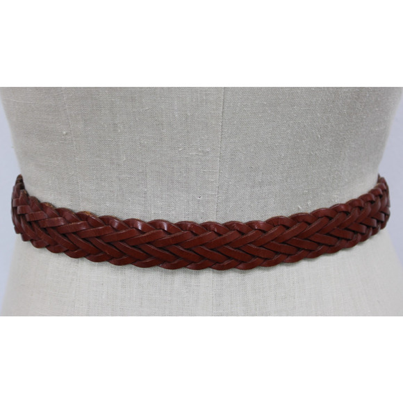 Vintage Zele Belt SM 28 Saddle Brown Thick Hand Braided Basketweave Leather - Picture 4 of 13